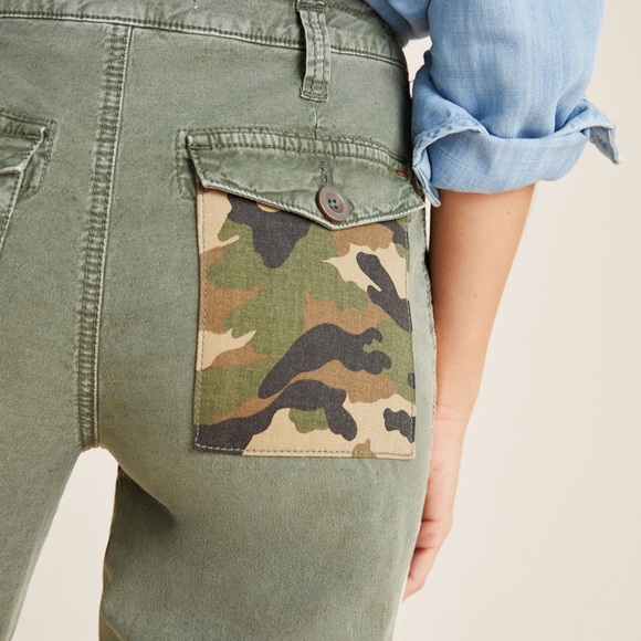 Anthropologie PilcroThe Wanderer Side-Striped Cargo Pants Olive Moss Green Sz 30 - Picture 3 of 13